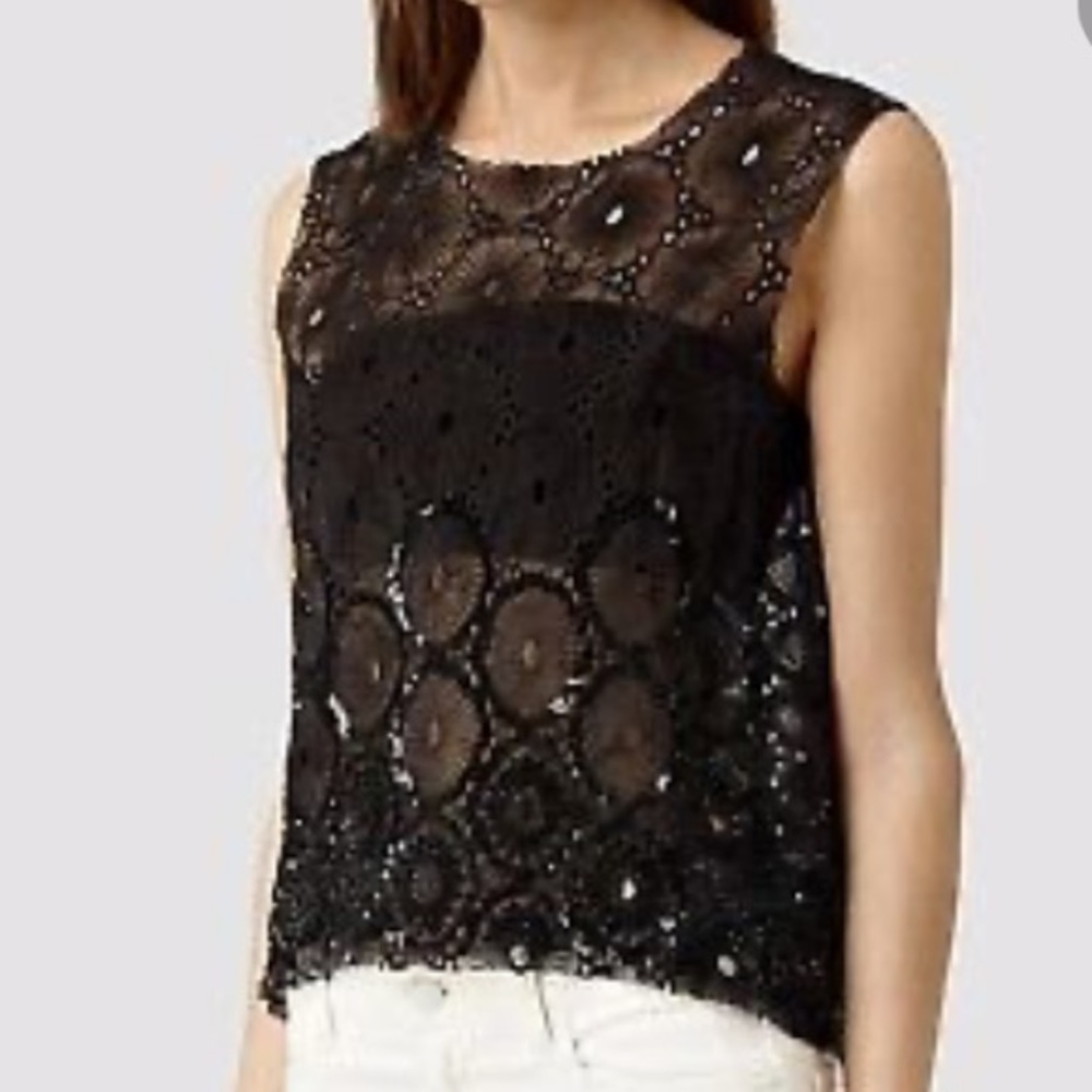 All Saints sequin embroidered lilja top NWT 10